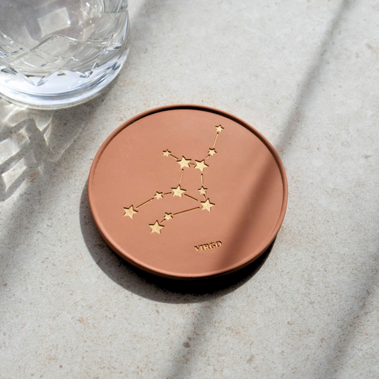 Star Sign Personalised Coasters in Pink Clay