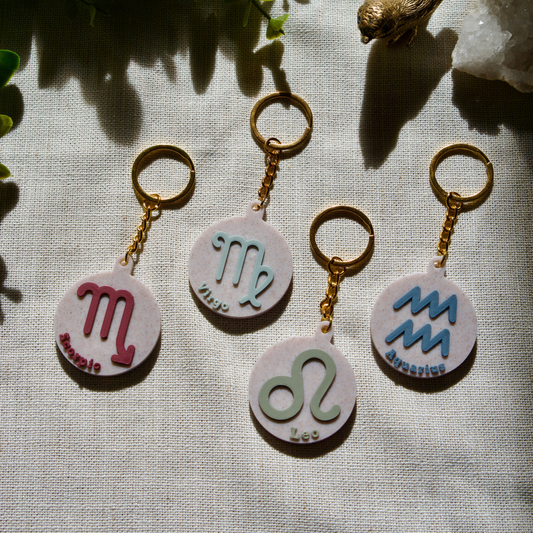 Zodiac Sign Keyring with NFC, Read Your Daily Horoscope with a Tap