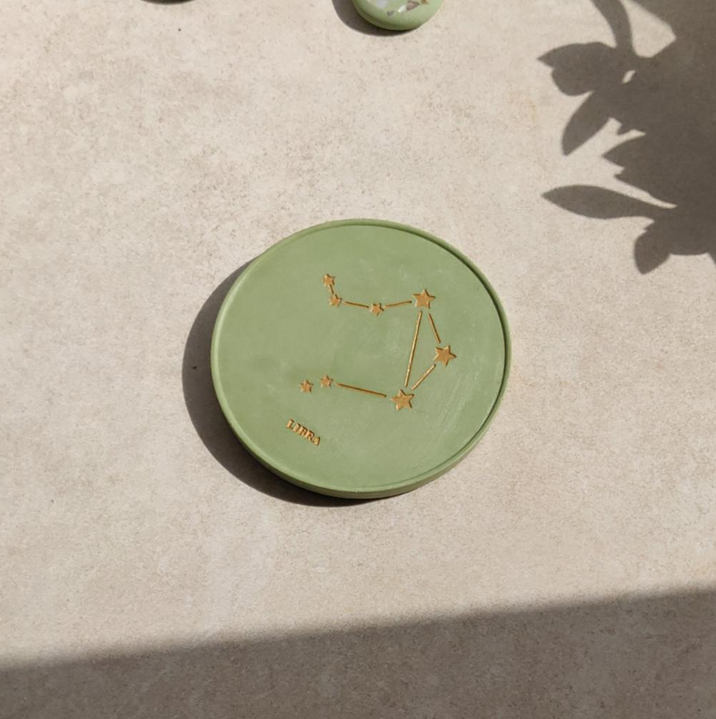Star Sign Personalised Coasters in Pistachio
