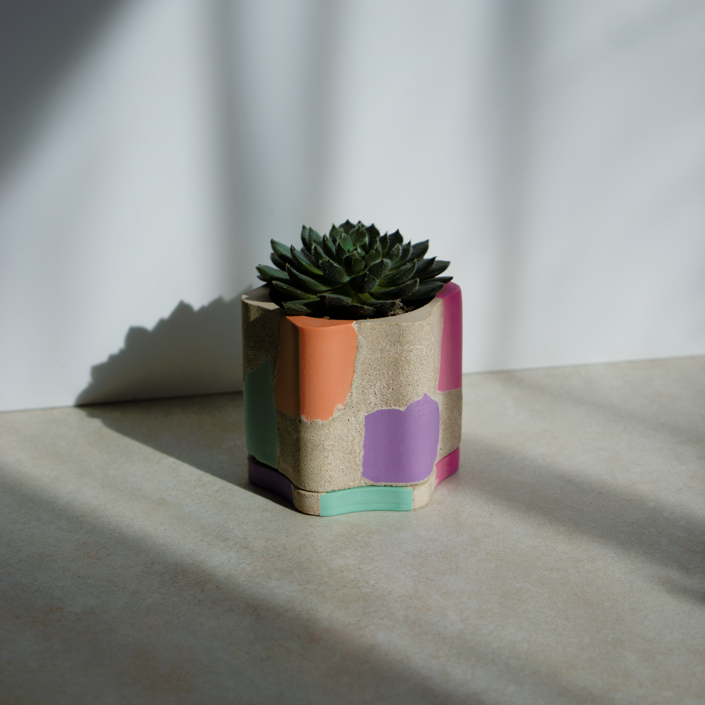 Wavy Flower Plant Pot with Water Tray and Drainage Hole