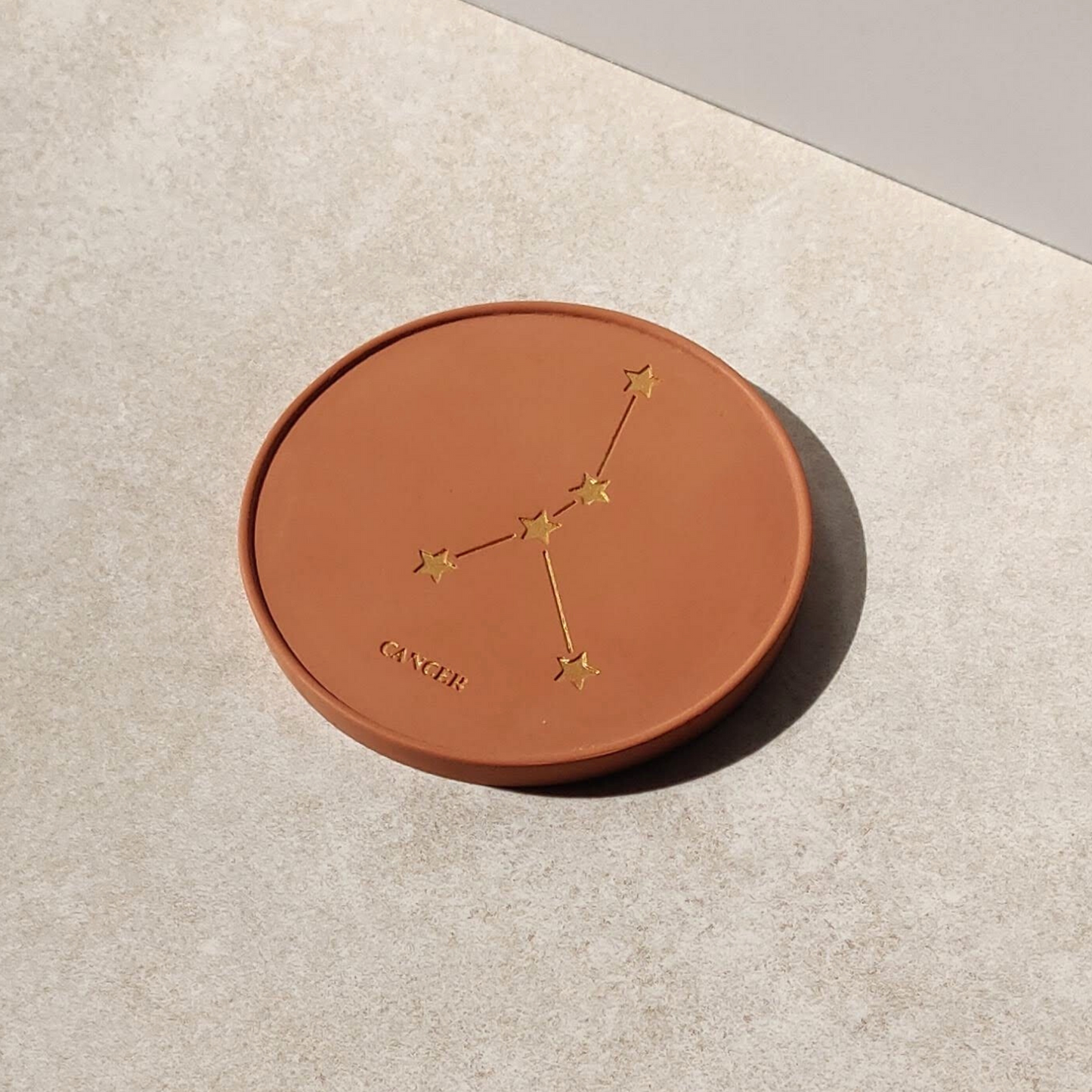 Star Sign Personalised Coasters in Pink Clay