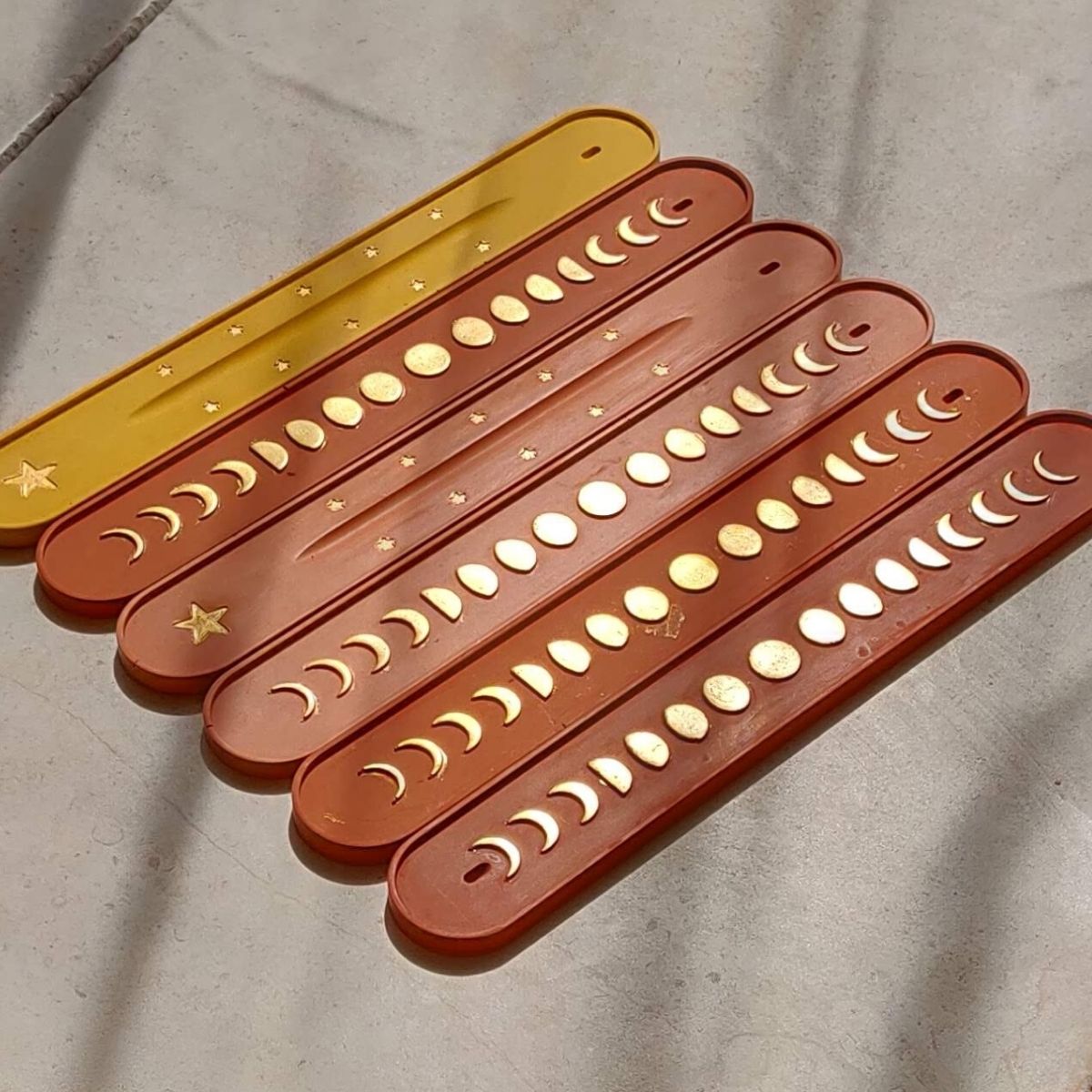 unique incense holders for incense sticks handprinted with gold. Made in the UK by Moonkind Studios