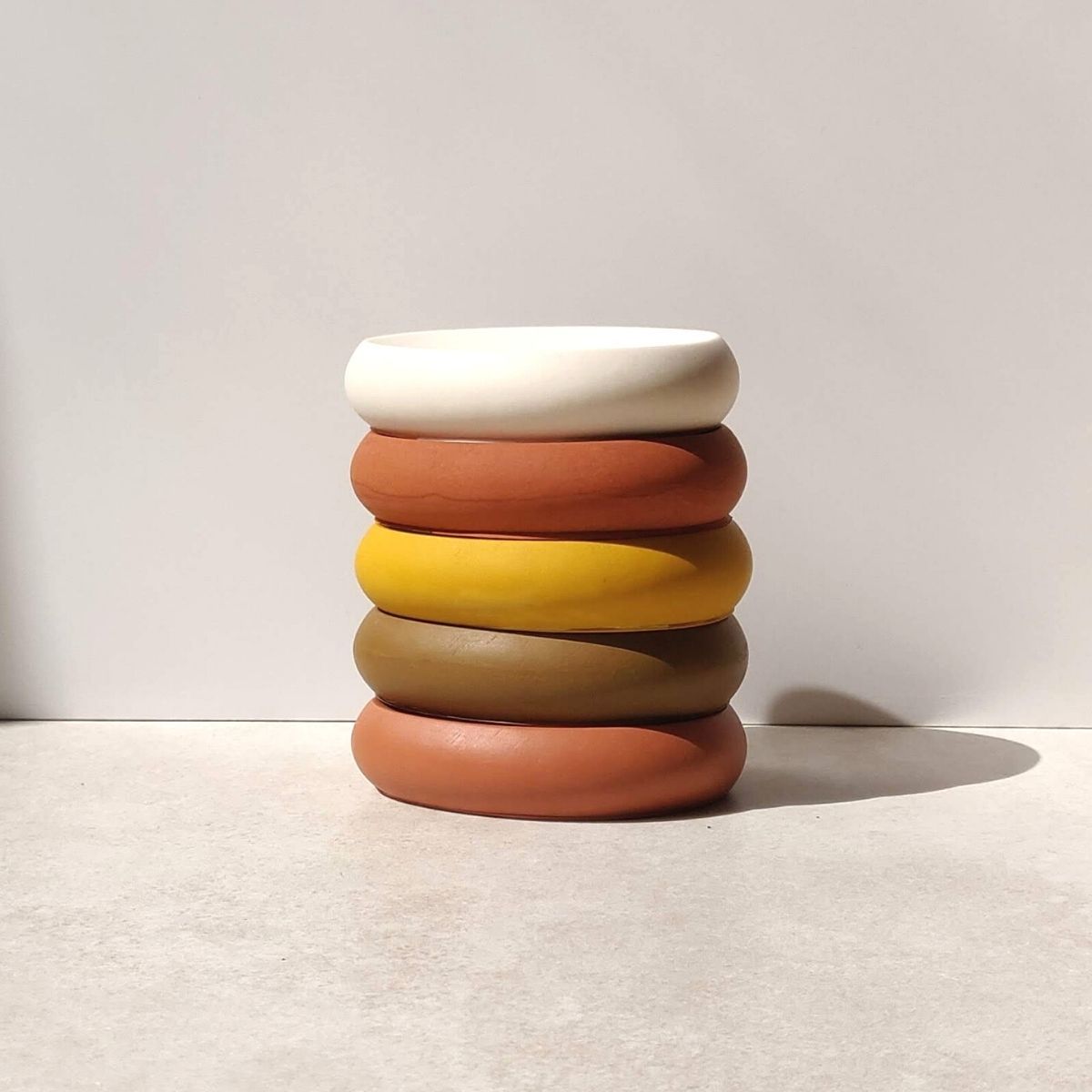stack of trinket dishes unique shape handmade in the UK by Moonkind Studios