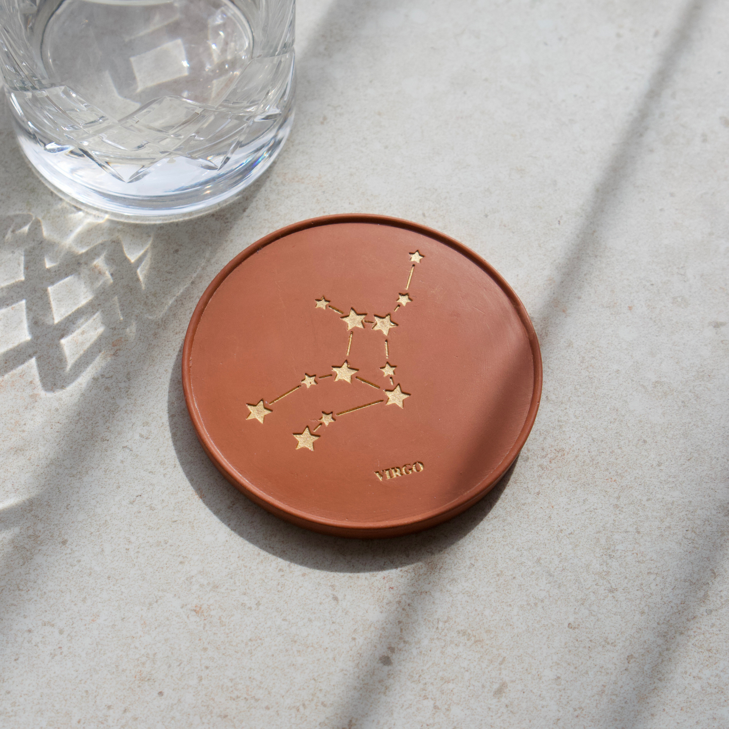 Star Sign Personalised Coasters in Terracotta