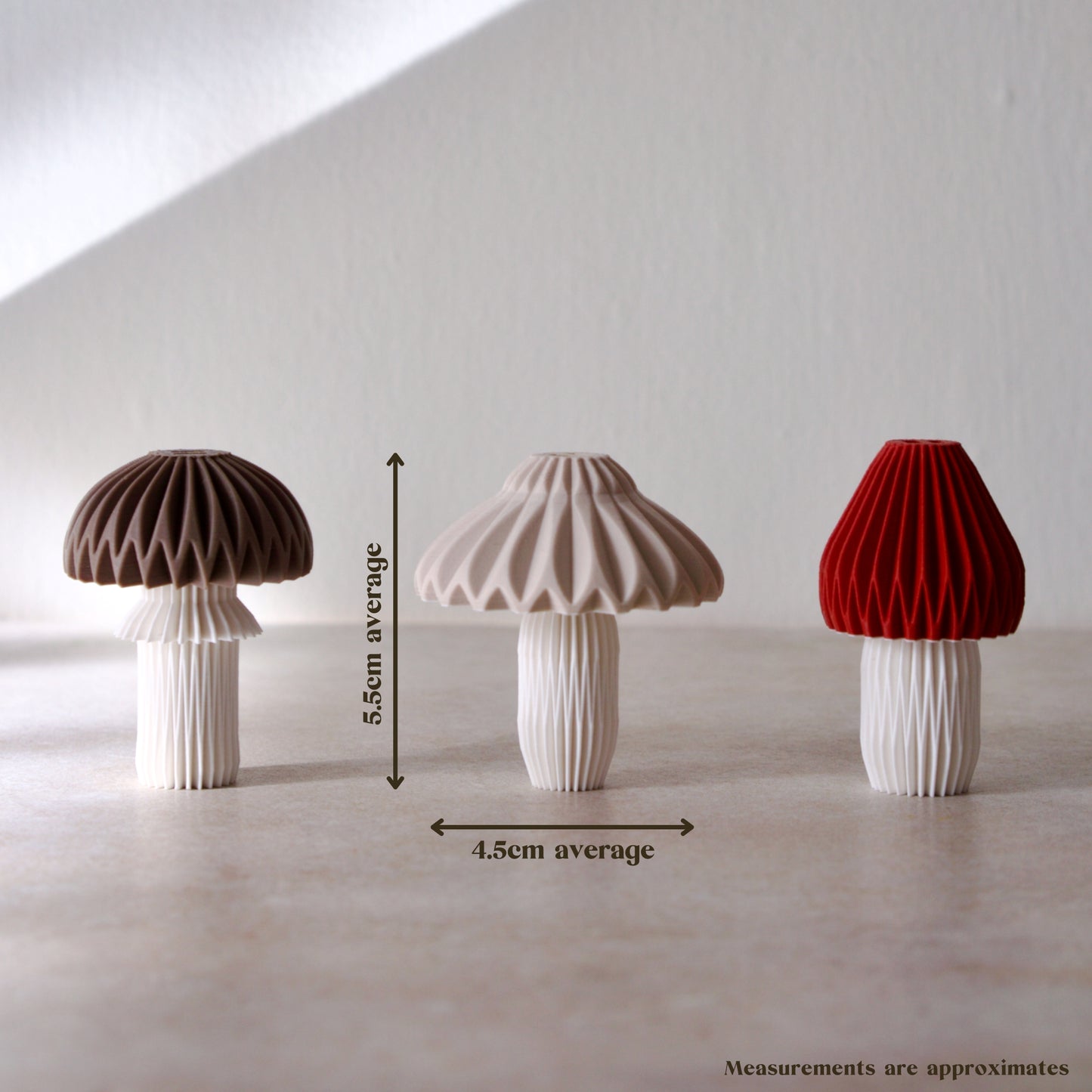 Origami Inspired Mushroom Ornament Set