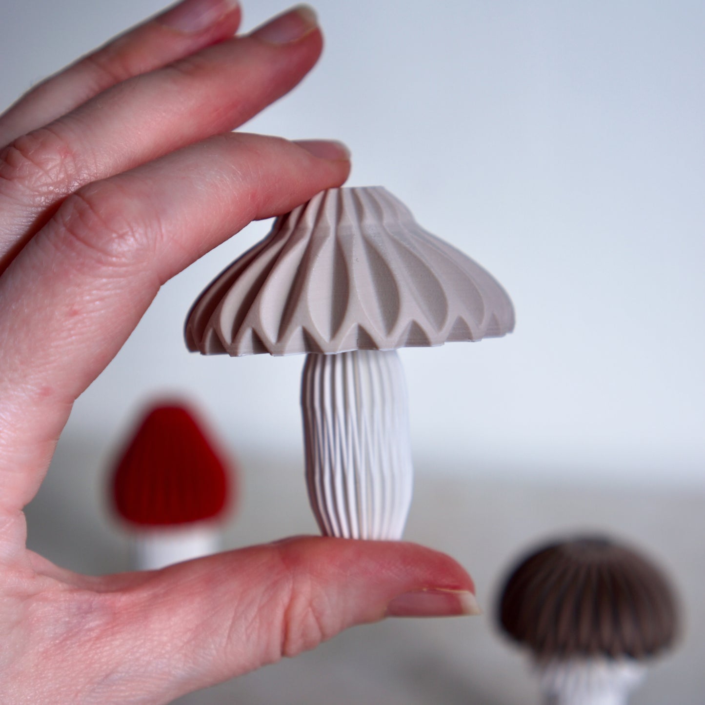 Origami Inspired Mushroom Ornament Set