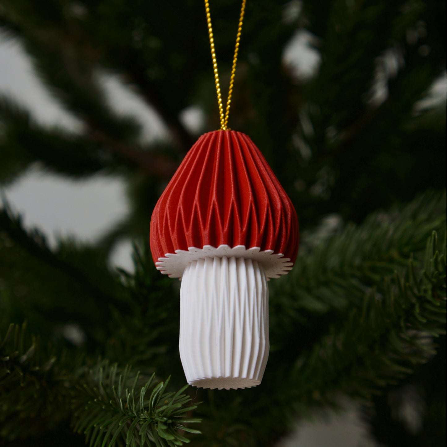 Origami Inspired Mushroom Ornament Set