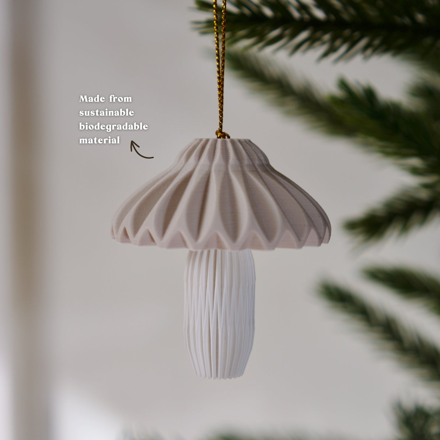 Origami Inspired Mushroom Ornament Set