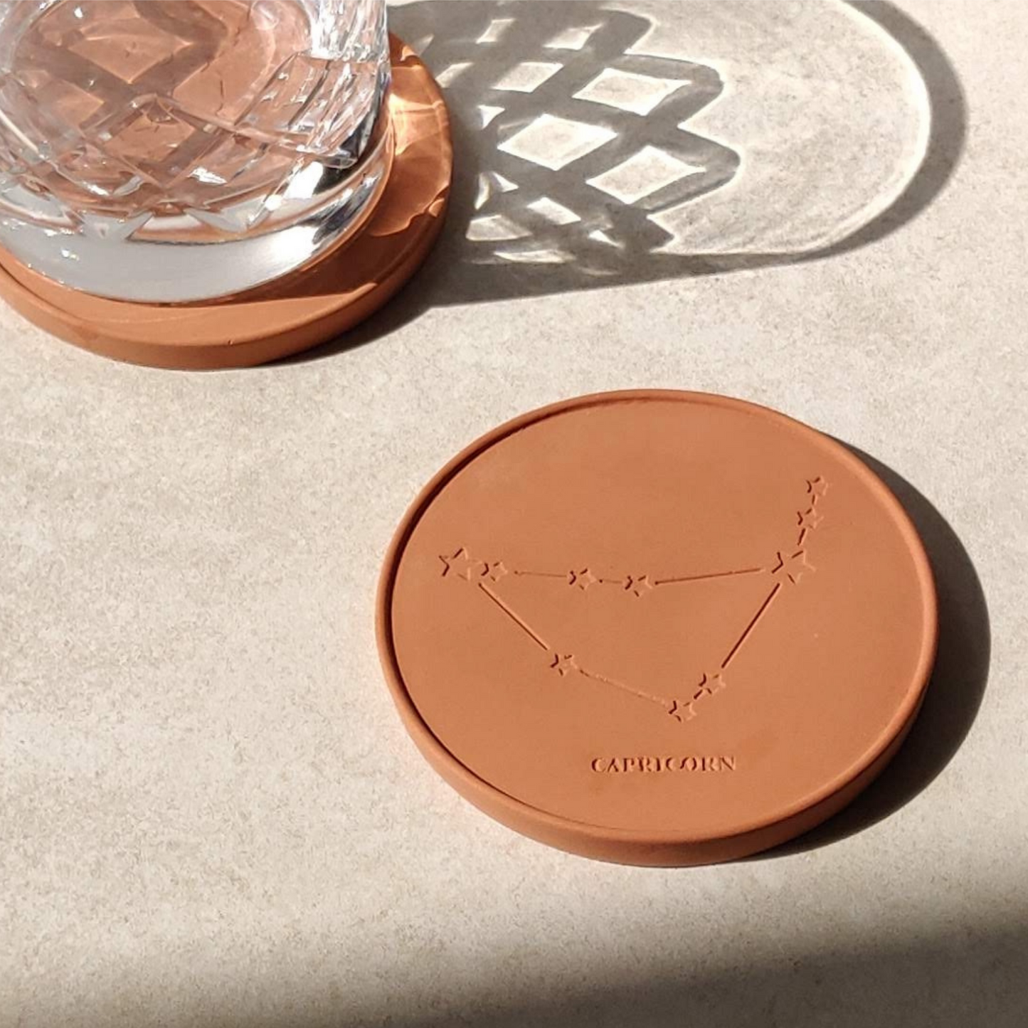 Star Sign Personalised Coasters in Pink Clay