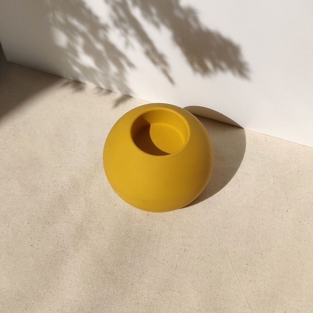 spring yellow concrete tea light holder handmade in the UK by Moonkind Studios