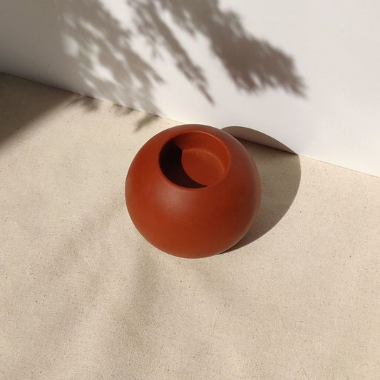 large tea light candle holder in terracotta handmade in the UK by Moonkind Studios