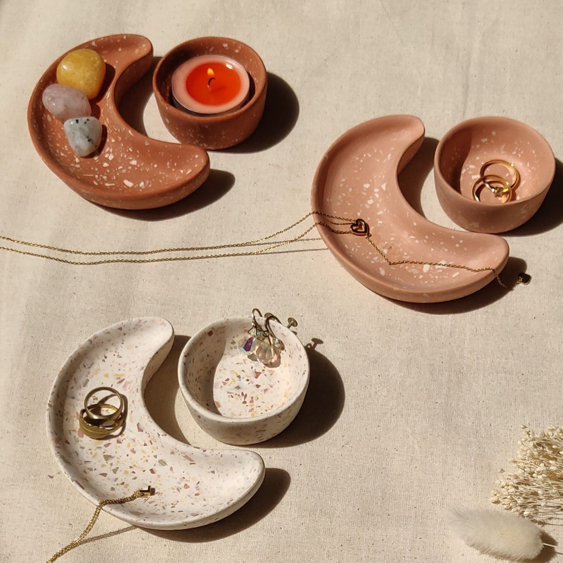 Terrazzo Moon&Star Trinket Dish Set for Dainty Jewellery, Handmade Home  Decor
